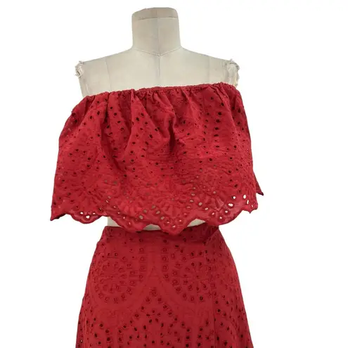Astra Signature Julie Ruffle Lace Bandeau Tiered Maxi Skirt Set Size 16 Red