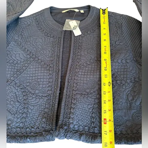 Soft Surroundings Quilted Jacket Slate Blue Gray Open Front Womens Medium NWT