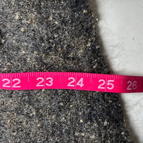 Eileen Fisher Mohair Wool Blend Open Front Leather Trim Sweater Jacket XS