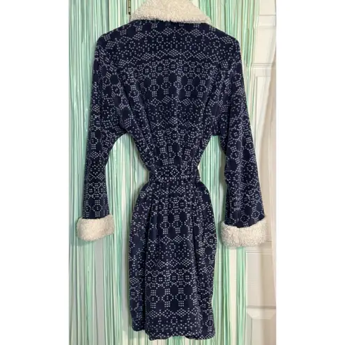 Ulta Blue/White Robe, Fluffy Collar & Sleeves, Poly, Pockets, Hang Hook, L/XL Blue Size L