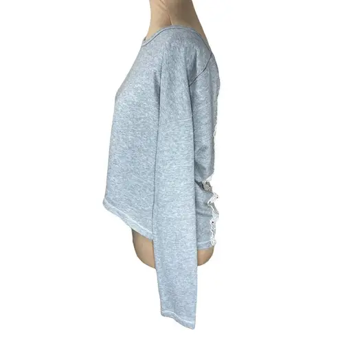 Arizona Jeans Sweatshirt Lace Open Back Long Sleeve Gray Size L Large