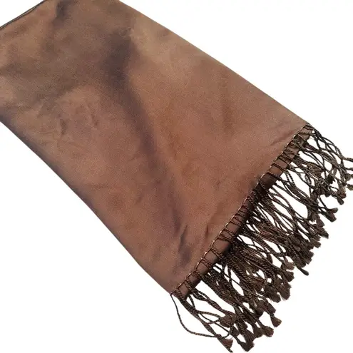 Forth & Towne 100% Silk Pashmina Scarf Women's Brown Career Classic Preppy NWOT