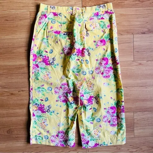 Ralph Lauren Classic  garden party capri pants size 14 Yellow 100% Cotton