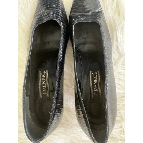 J. Renee Women's Black Pumps 8.5 Gold Accents Square Toe Formal Heel