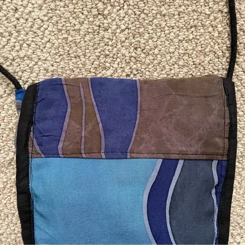 Indonesian Made Bag Crossbody Batik Tie Dye Print Flap Closure Blues Tan Brown Blue