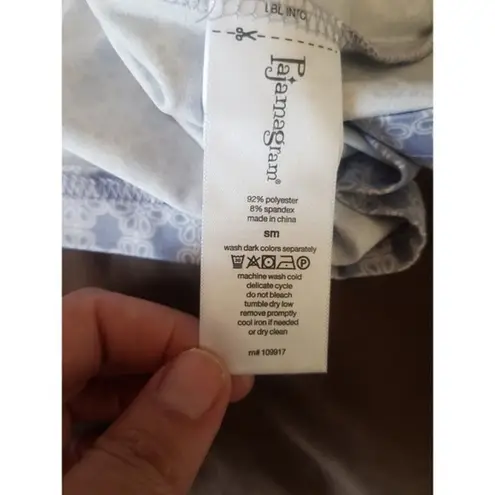 Pajamagram Womens Nightgown Sleepshirt Sleepwear Blue Geo Print Chemise Small