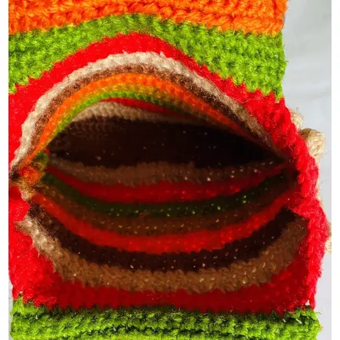 Vintage Multicolor Granny Crochet Bag with Acrylic Handles Vintage