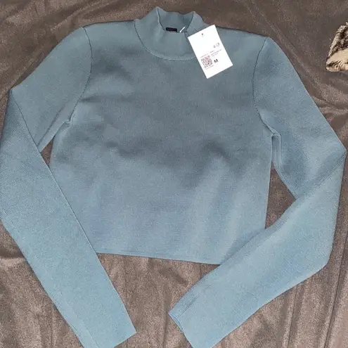 Forever 21 NWT  Teal Fitted Sweater-Knit Crop Top Sz. M