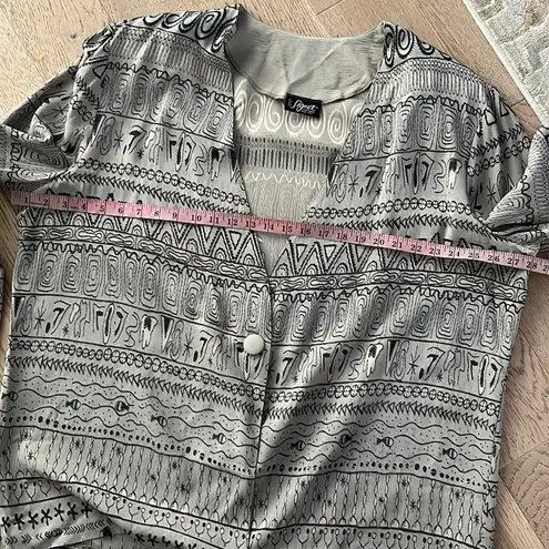 VINTAGE tribal taupe embroidered jacquard ethnic boho eclectic blazer jacket Black Size 3X