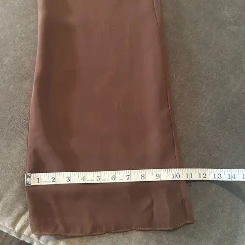 Women’s Brown Chiffon Lapel Jacket 3 Piece Formal Wedding Party Pant Suit Size 4