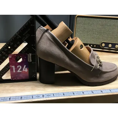 Giani Bernini Porshaa Pumps Loafers Women's 9.5 Brown Suede Slip-On Block Heel