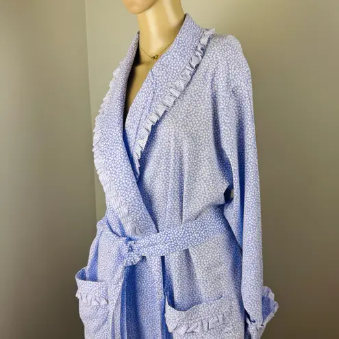 Cypress Vintage Poplin Egyptian Cotton Blue Floral House Robe Women's Sz M Comfy