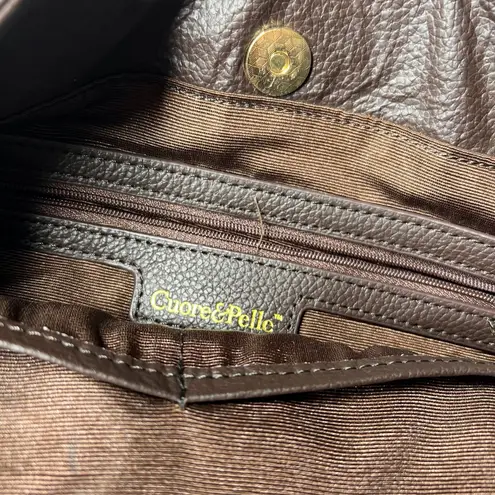 Cuore & Pelle Sophia Leather Hobo Slouchy Shoulder Bag Brown Magnetic Closure