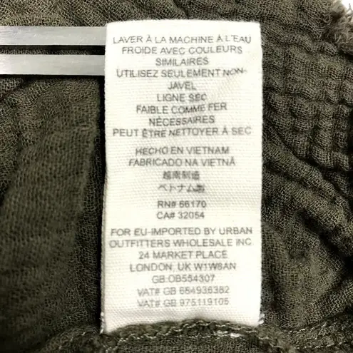 Free People  Changing Horizons V Neck Top Sz S Olive Green Gauze Oversize Boho