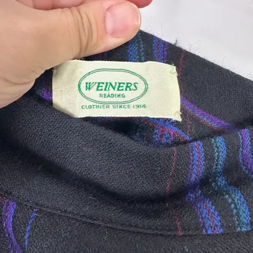 Vintage Weiners 8 Plaid Wool Midi Skirt Preppy Dark Academia Indie Grunge 90s Black