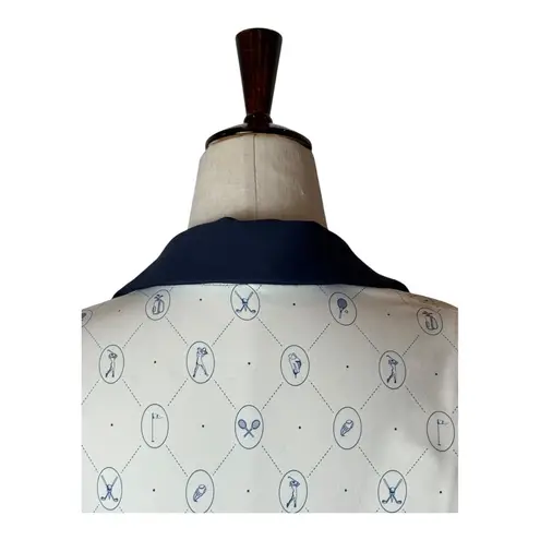 We Wore What Shirt Women Small Ivory Blue Sports Collared Crop Top Tennis Golf