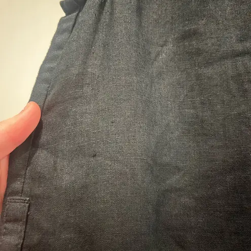 Banana Republic  Black 100% Linen KneeLength Button Front Sleeveless Dress M Tall