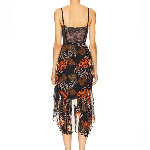 Katie May Revolve Take a Sip Midi Dress in Black 70's Floral