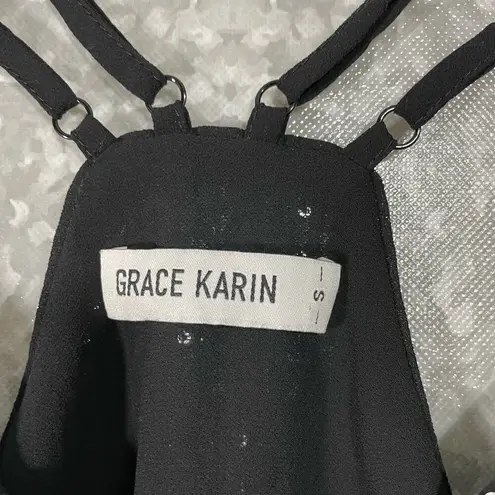 Grace Karin Women's Black & Silver Sequin Party Tank Top - Size Small - Layered