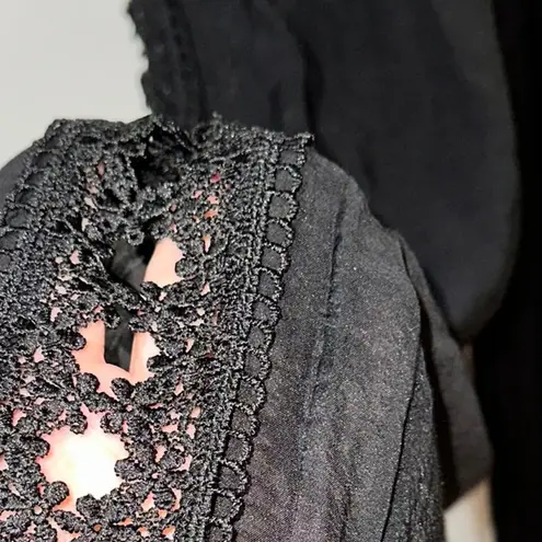 Elan Black Crochet Design Loose Fit Pants Small