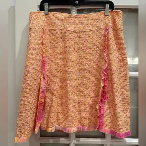 Rickie Freeman For Teri Jon Pink Tweed Tie Dye Ruffle A