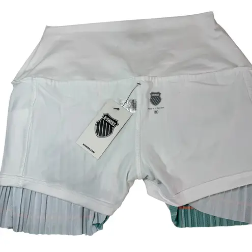 K-Swiss Pleated Tennis Skort White Aqua Ombre Athletic Skirt Shorts Size M NWT