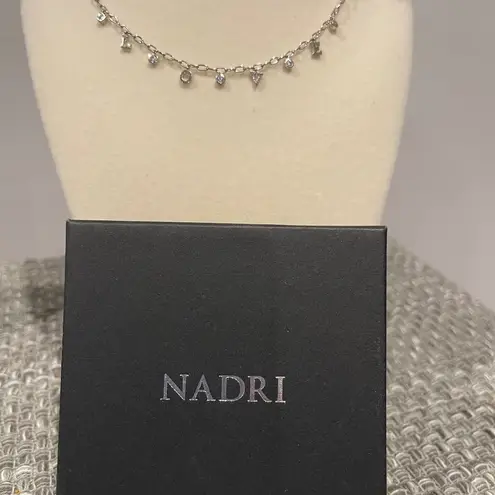 NWOT Nadri Shaky Love Station Necklace, Rhodium Plated, 16" + 2” Extender Silver