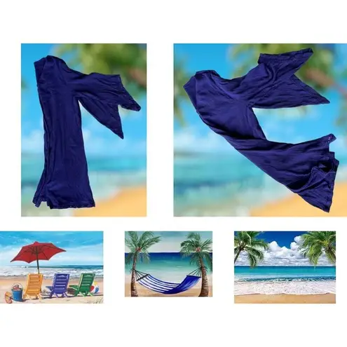 Swim 365 Button Front Cover Up Sz 18 20 Sapphire Blue Gauze Patio Dress…