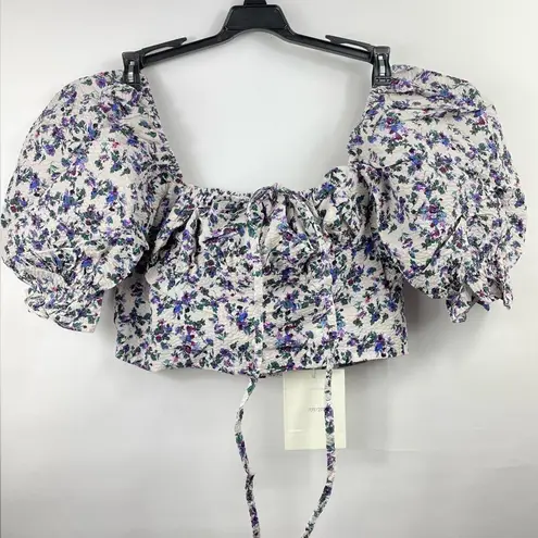 70/21 Off-Shoulder Floral Print Puff Sleeve Crop Top Size XS NEW