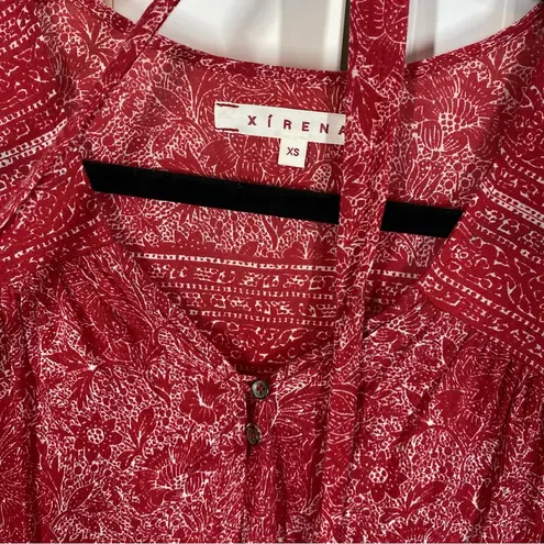 Xirena Morgan Floral Bandana Print Midi Dress Red Flag size xs 100% cotton Red