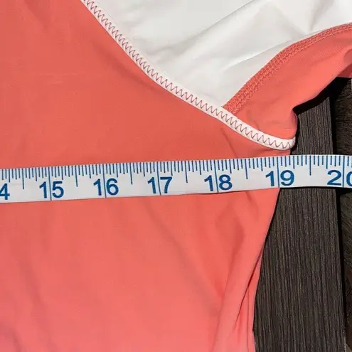 L.L. Bean Rash guard 1/4 Quarter Zip Jersey Shirt Top Size Large Coral/White Orange