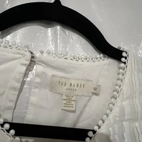 Ted Baker Ivory Silais Double Frill Blouse Size 6 US $325 White