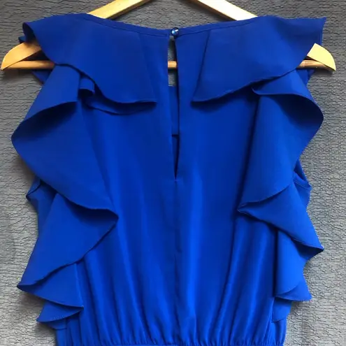 Shelby & Palmer size 8 royal bluish purple ruffled collar pleatedneckline