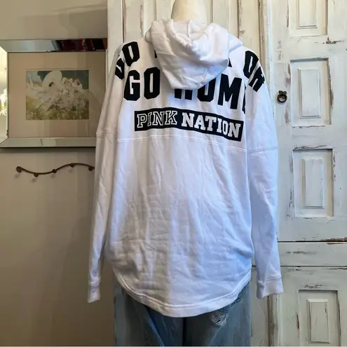 Victoria's Secret PINK Nation Hooded Beach Jersey Tunic White Black Logo Sz M Size M