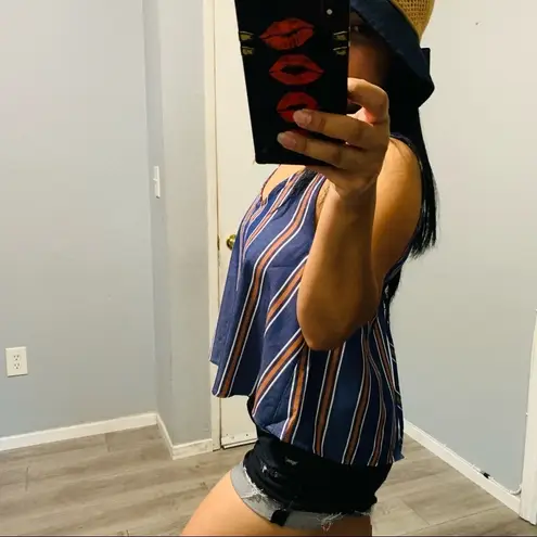 Salt Water Luxe Indigo Stripped Summer Women Top Size Small Blue