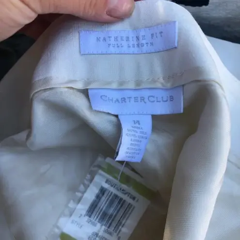 Charter Club NWT  WHITE PLEATED SILK LINEN PANTS