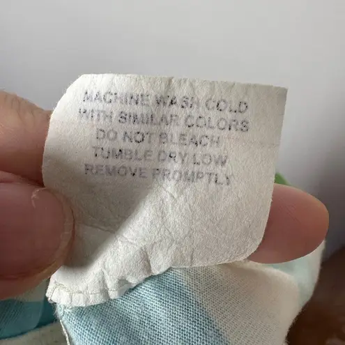 Miker Top Women M Blue Green Stripe Short Sleeve Cutout Pocket 90s Y2K Made USA Size M