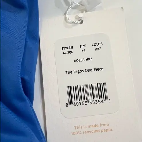 ANDIE The Lagos Halter One Piece Swimsuit Tie Back Horizon Blue Beach Pool