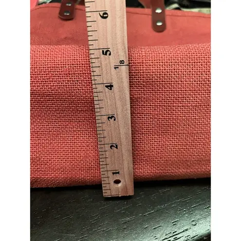 Monogram Tote Bag Womens Large Orange Jute Woven Purse Leather Handles Zipper N