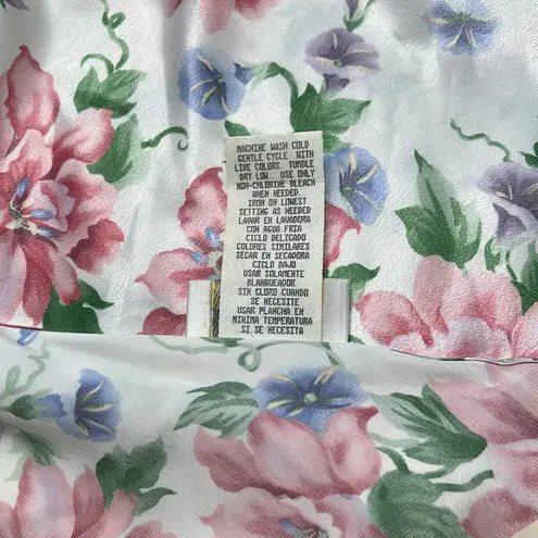 Vintage paper tag Dentelle Ivory Floral Polyester Slip Dress Nightgown Large Pink