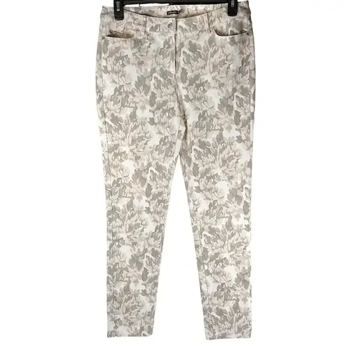 J. McLaughlin  Lexi Beige Camo Floral Printed Straight Leg Mid Rise Jeans Size 12