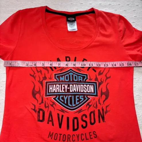 Harley Davidson Y2K BARNETT EL PASO TEXAS Flame Logo Shirt Top Orange Size S