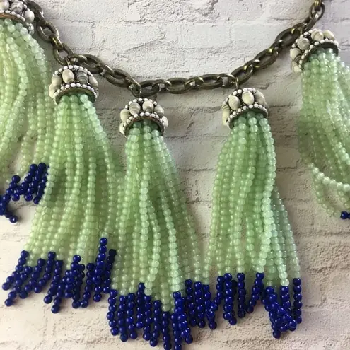 BaubleBar  Seed bead tassel link chain necklace