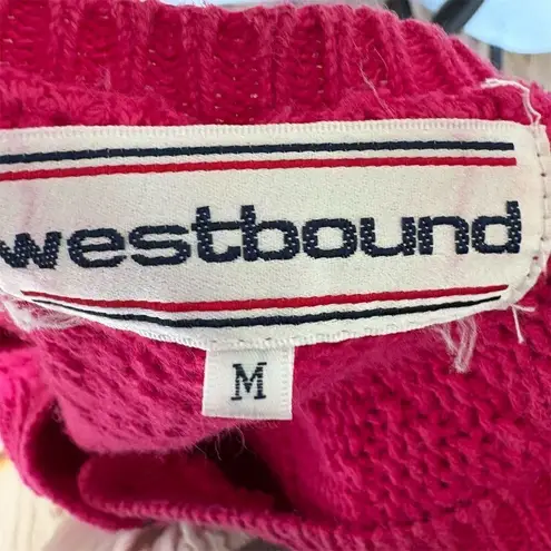 Westbound Vintage Pink Knit Textured Cardigan Sweater M Long Sleeve Button Down