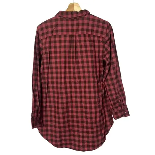 Garnet Hill Red Plaid Flannel Long Sleeve Mini Dress 8