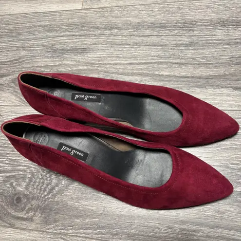 Paul Green Burgundy Suede Tammy Pointed Toe Block Heel Pumps Dress Size 7.5
