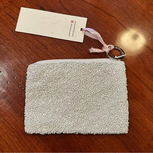NWT Tiana NY Soleil White and Yellow Beaded Coin Purse Pouch