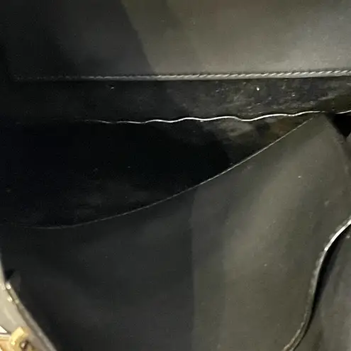 Kate Landry  Black Leather  Python‎ Snake Print Tote Shoulder Bag Zip Top