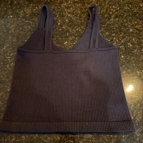 BLACK CROPPED RIBBED TANK Size undefined