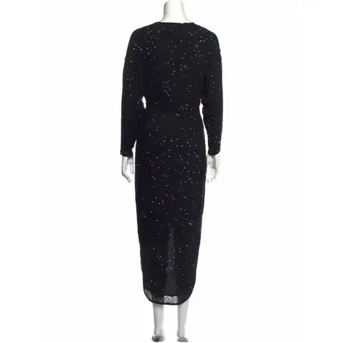 Retrofete Black Sequin Jasmine Wrap Midi Dress NWT Size Small